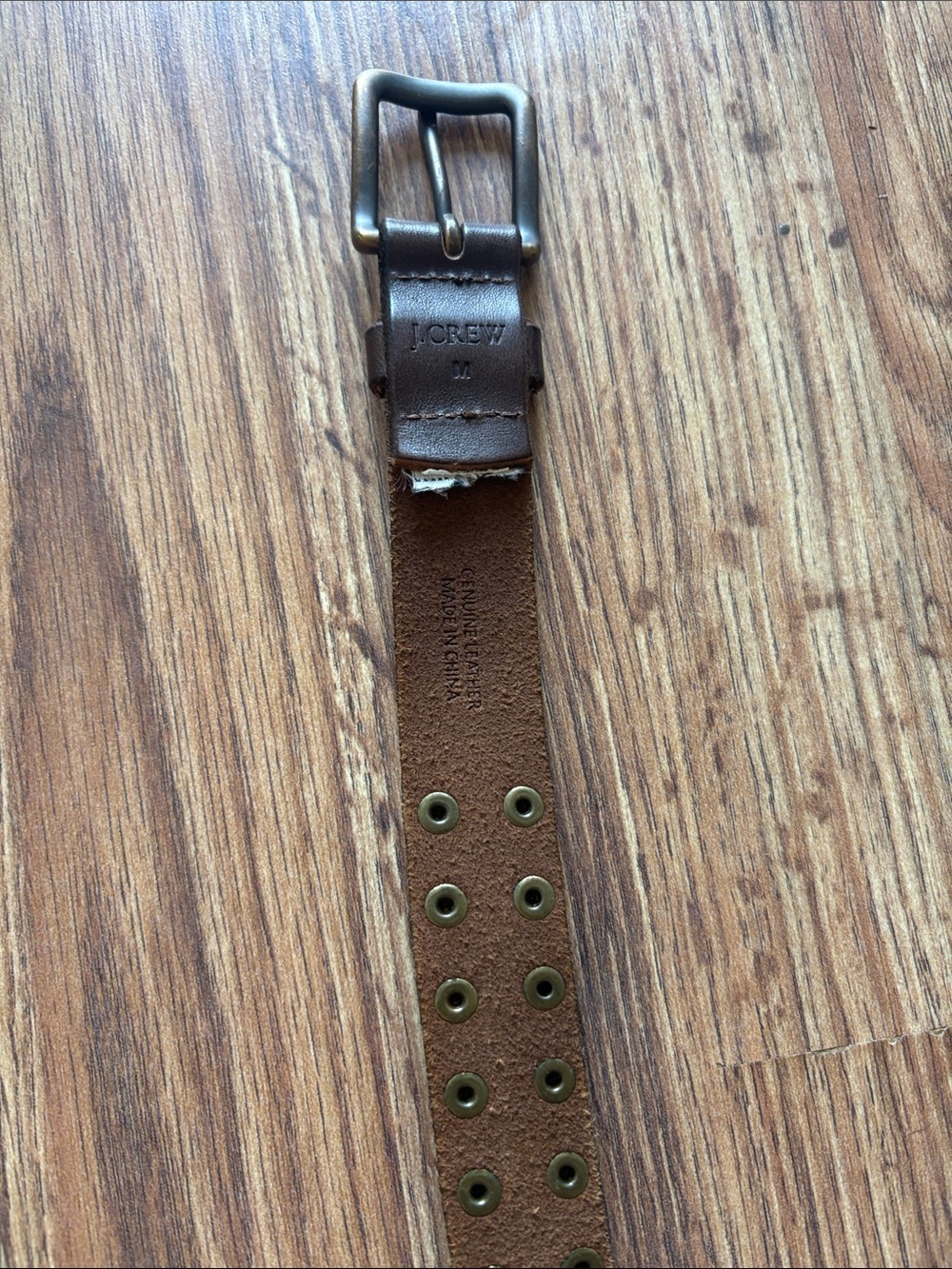 J. Crew Brown Studded Leather Belt with Brass Accents - Picture 3 of 5